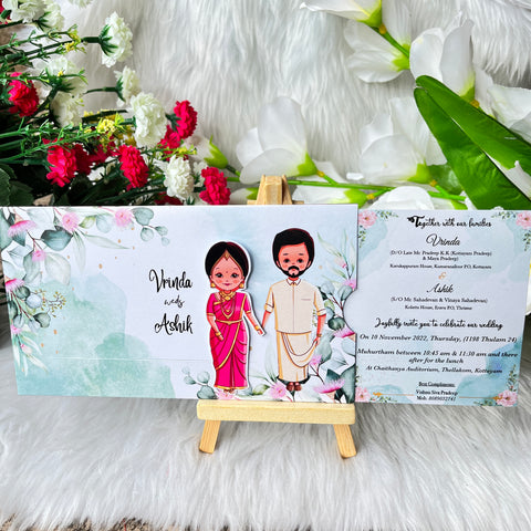 Floral South Indian Wedding Invitation / Sliding wedding cards / Sliding invites / Customised Invitation, Sliding cards (25 pcs) Floral South Indian Wedding Invitation / Sliding wedding cards / Sliding invites / Customised Invitation, Sliding cards (25 pcs)