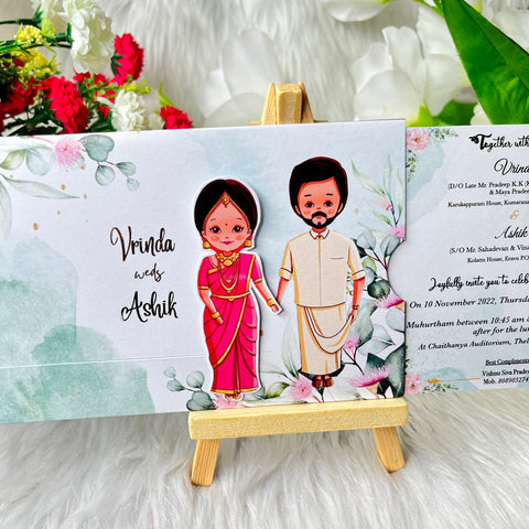 Floral South Indian Wedding Invitation / Sliding wedding cards / Sliding invites / Customised Invitation, Sliding cards (25 pcs) Floral South Indian Wedding Invitation / Sliding wedding cards / Sliding invites / Customised Invitation, Sliding cards (25 pcs)