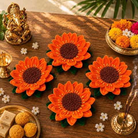 Lotus/Kamal Asan for Ganpati Bappa- Set of 4 (6 inches)