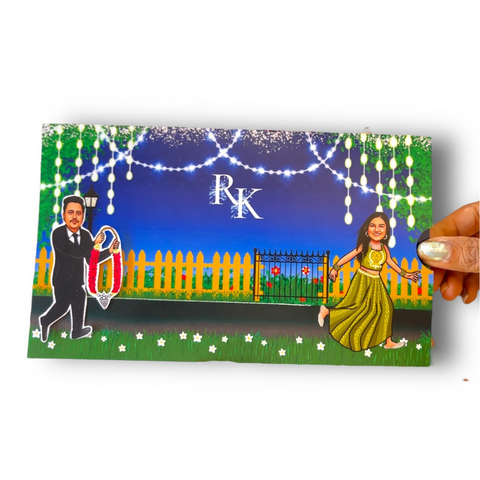 Groom Chasing Bride Wedding Reception Invitation/ Sliding invites / Caricature Invitation, Sliding cards (25 pcs)