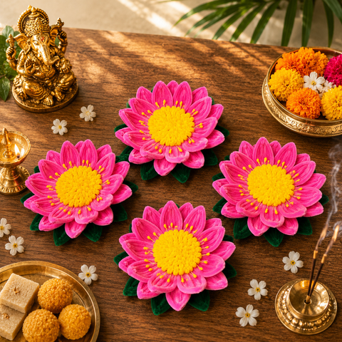 Lotus/Kamal Asan for Ganpati Bappa- Set of 4 (6 inches)