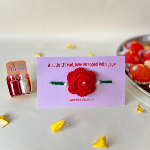 Red Rose Crochet Rakhi