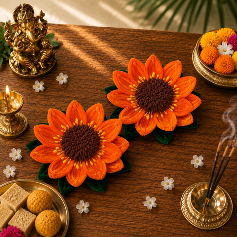 Lotus/Kamal Asan for Ganpati Bappa/Laddu Gopal/Laxmi- Set of 2 (7 inches)