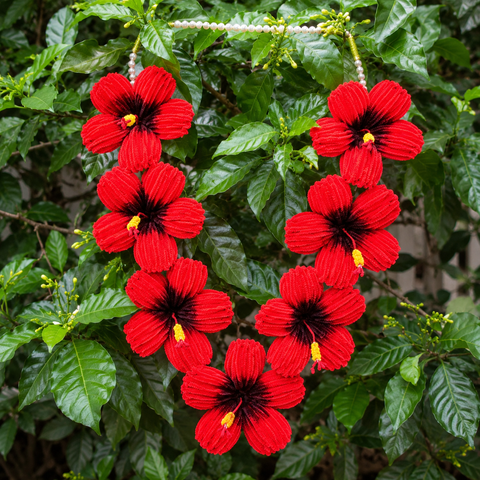 Hibiscus (Jaswand) Flower Mala for Ganpati Bappa