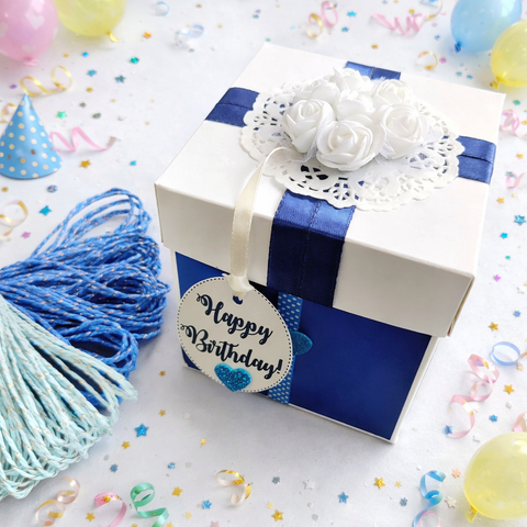 Birthday Special Oceanic Blue Infinity Box | Blue & White