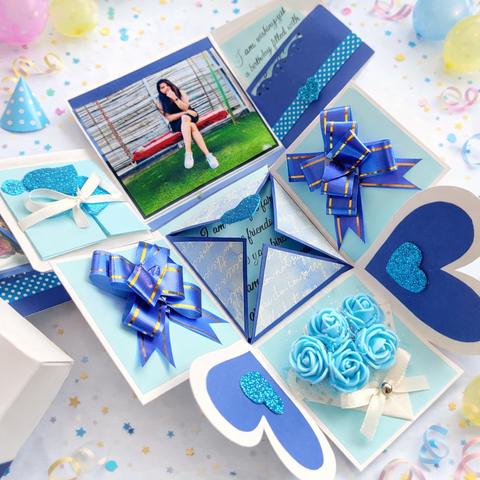 Birthday Special Oceanic Blue Infinity Box | Blue & White