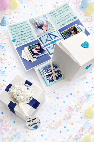 Birthday Special Oceanic Blue Infinity Box | Blue & White