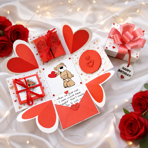 Single Layer Red Heart Explosion Box