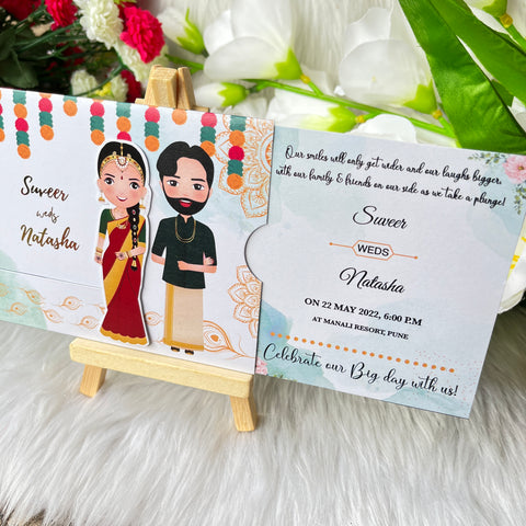 South Indian Wedding Invitation / Sliding wedding cards / Sliding invites / Customised Invitation, Sliding cards (25 pcs)