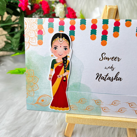 South Indian Wedding Invitation / Sliding wedding cards / Sliding invites / Customised Invitation, Sliding cards (25 pcs)