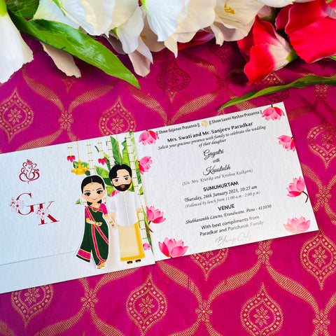 Floral South Indian Wedding Invitation / Sliding wedding cards / Sliding  invites / Customised Invitation, Sliding cards (25 pcs)