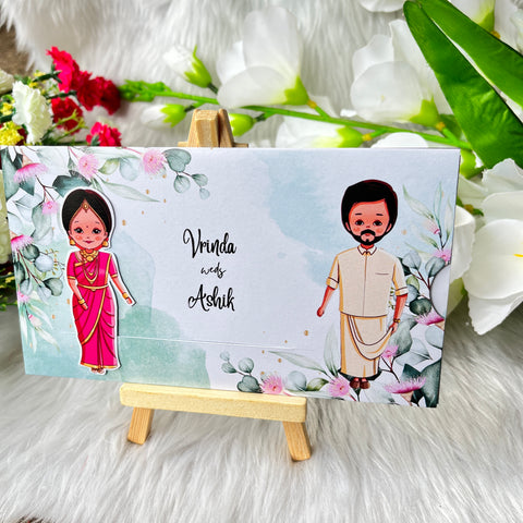 Floral South Indian Wedding Invitation / Sliding wedding cards / Sliding invites / Customised Invitation, Sliding cards (25 pcs)