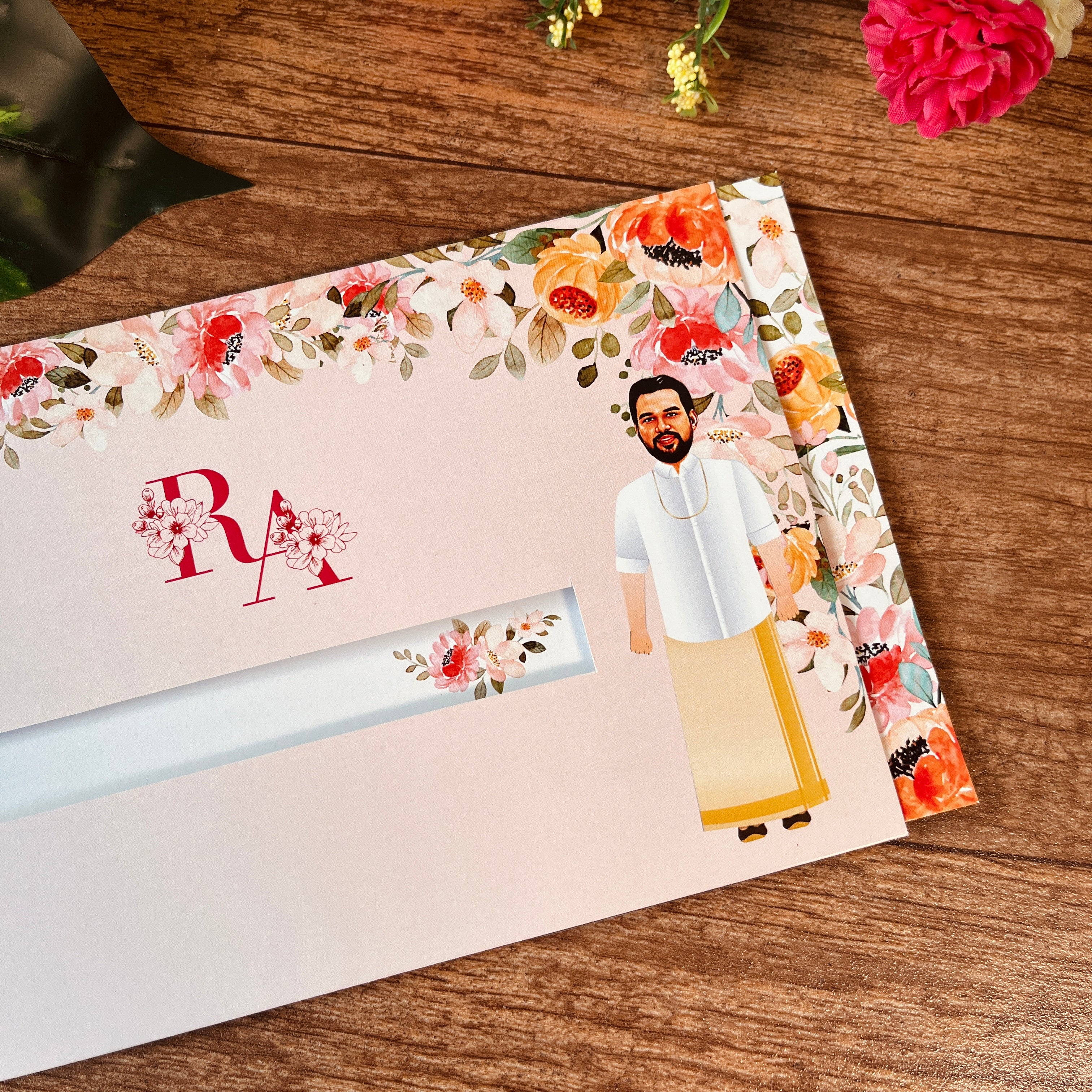 Floral South Indian Wedding Invitation / Sliding wedding cards / Sliding  invites / Customised Invitation, Sliding cards (25 pcs)