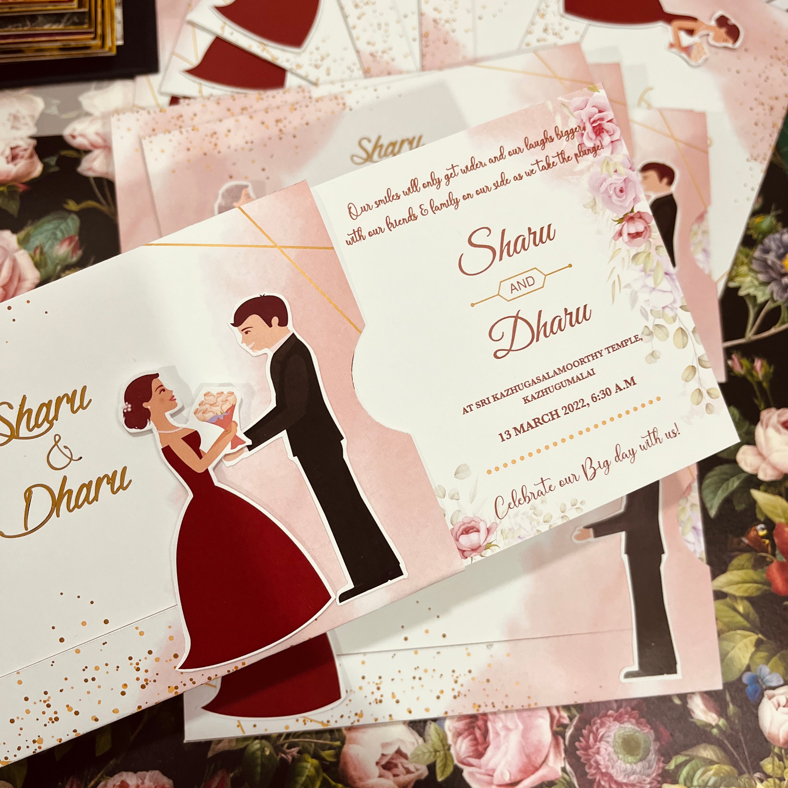 Suit-Gown Wedding Invitation / Sliding wedding cards / Sliding invites /  Customised Invitation, Sliding cards (25 pcs)