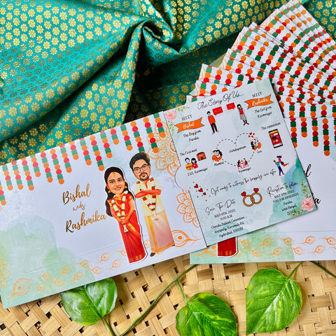 Floral South Indian Wedding Invitation / Sliding wedding cards / Sliding  invites / Customised Invitation, Sliding cards (25 pcs)