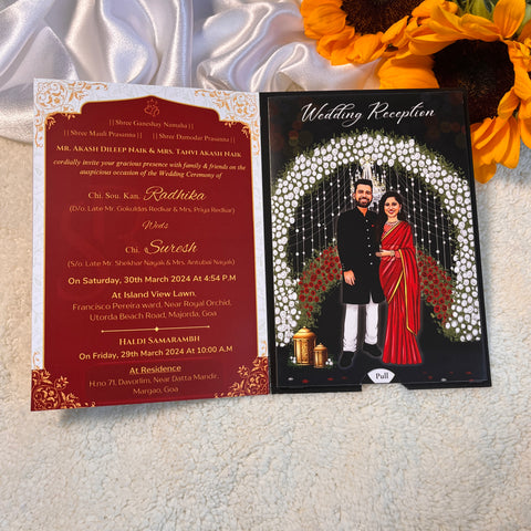 Magical Wedding Invitation / Double Slider cards / Caricature Sliding invites / Rotating invites (20 pcs)