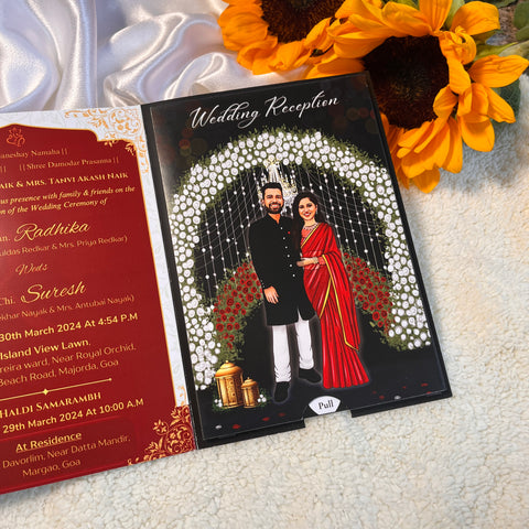 Magical Wedding Invitation / Double Slider cards / Caricature Sliding invites / Rotating invites (20 pcs)