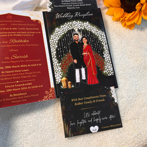 Magical Wedding Invitation / Double Slider cards / Caricature Sliding invites / Rotating invites (20 pcs)