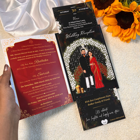 Magical Wedding Invitation / Double Slider cards / Caricature Sliding invites / Rotating invites (20 pcs)