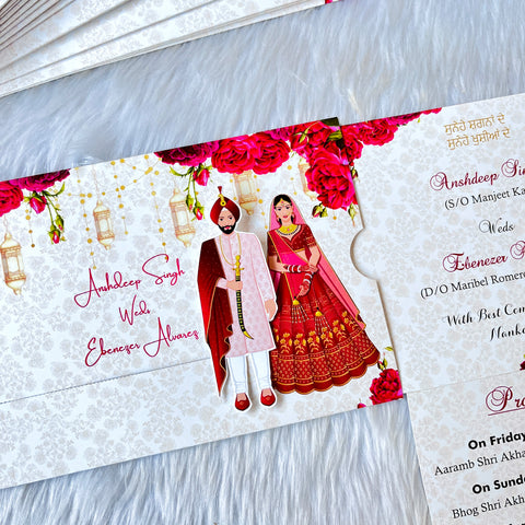Royal Punjabi Wedding Invitation / Sindhi Sliding wedding cards / Sliding invites / Customised Invitation(25 pcs)