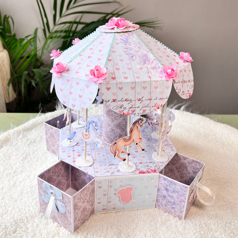 Merry-Go-Round Paper Craft Baby Keepsake Storage Box