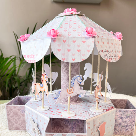 Merry-Go-Round Paper Craft Baby Keepsake Storage Box