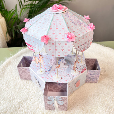 Merry-Go-Round Paper Craft Baby Keepsake Storage Box