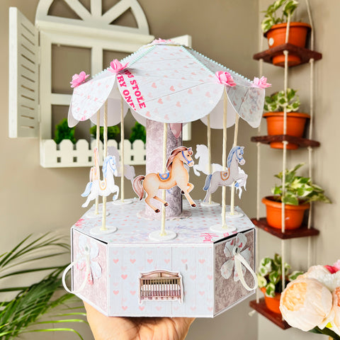 Merry-Go-Round Paper Craft Baby Keepsake Storage Box