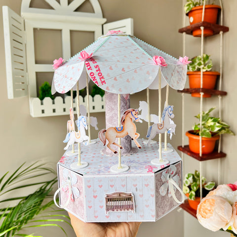 Merry-Go-Round Paper Craft Baby Keepsake Storage Box