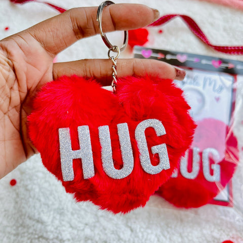 You Stole My HUG Heart Pom Pom keychain
