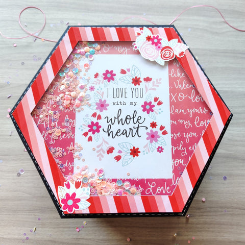 Biggest Premium Hexagonal Explosion Box With Photo String | Love Theme