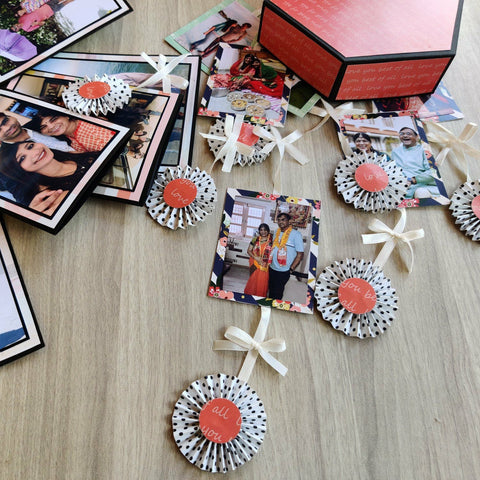 Four Layer Hexagonal Explosion Box with Photo Strings | Mom Special