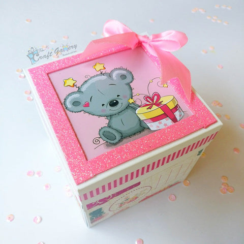 Single Layer Explosion Box | Pinkish Teddy