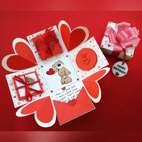 Single Layer Red Heart Explosion Box