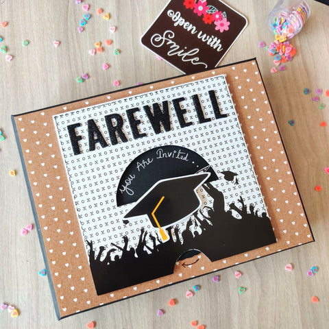 Farewell Party Invitation Scrapbook with a Box