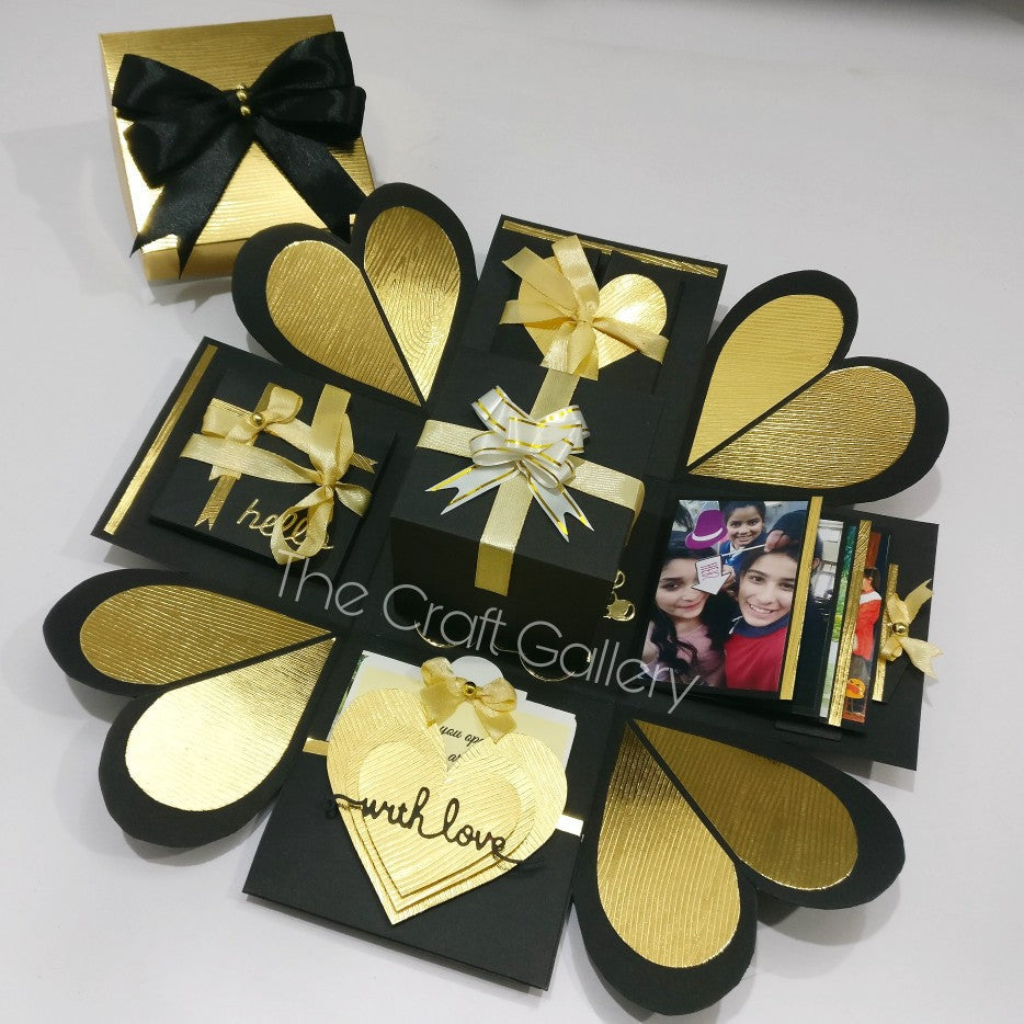 Luxury Single Layer Explosion Box | Gold And Black