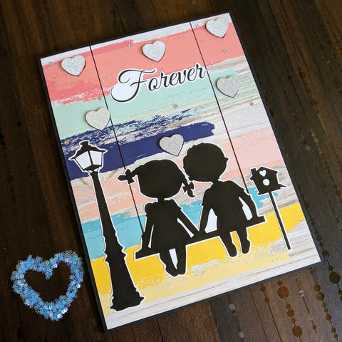 Couple Swing Greeting Card | Deep Blue