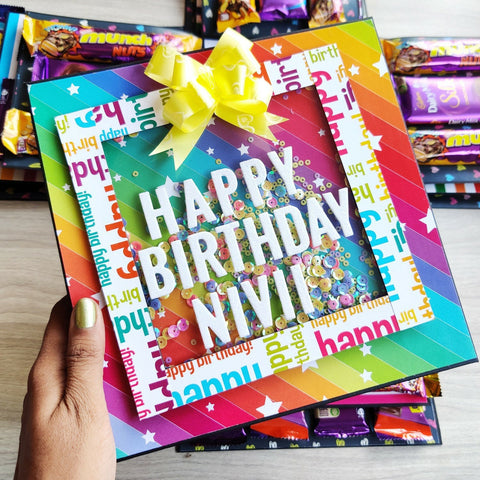 Three Layer Huge Chocolate Explosion Box | Multicolor shaker card