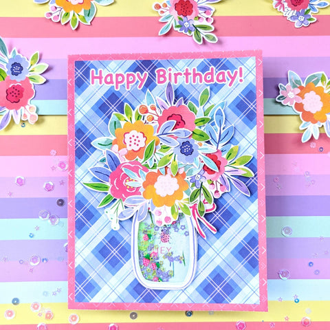 Sequin Flower Jar Birthday Card