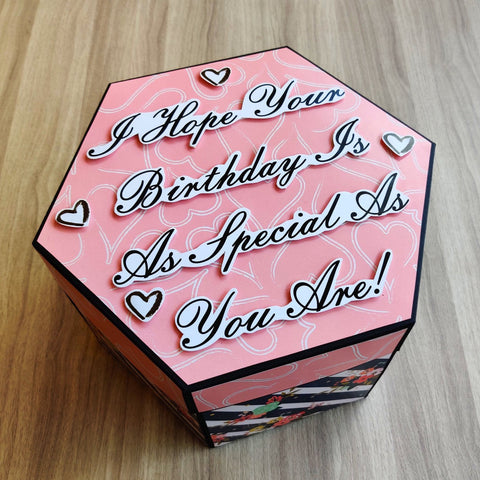 Four Layer Hexagonal Explosion Box with Photo Strings | Mom Special