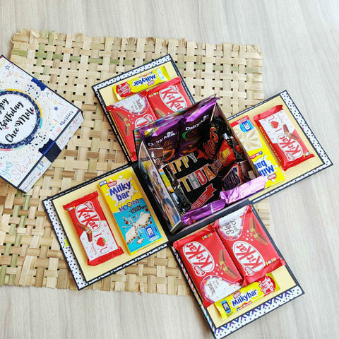 Three Layer Chocolate Explosion Box | With photos & cards