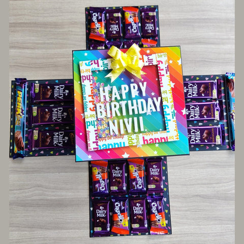 Three Layer Huge Chocolate Explosion Box | Multicolor shaker card