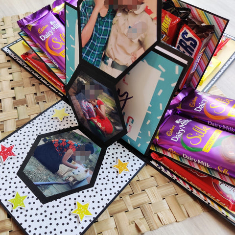 Three Layer Chocolate Explosion Box | With photos & cards