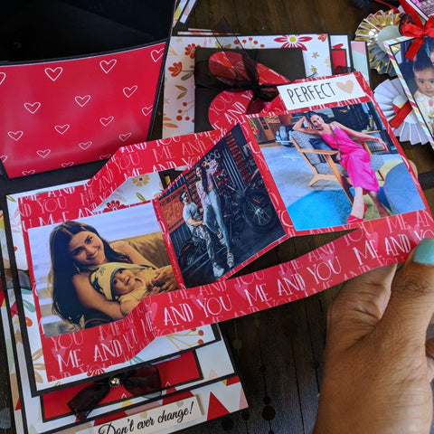 The Craft Gallery Pentagonal Explosion Box with Photo Strings | Red Love