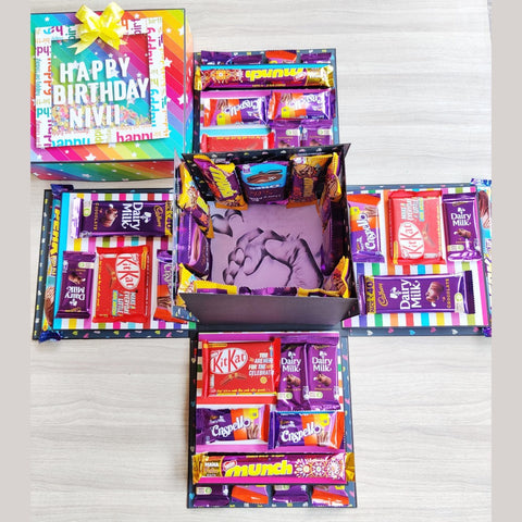 Three Layer Huge Chocolate Explosion Box | Multicolor shaker card