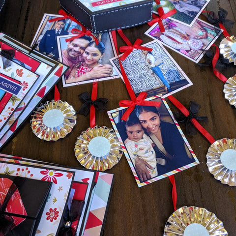 The Craft Gallery Pentagonal Explosion Box with Photo Strings | Red Love